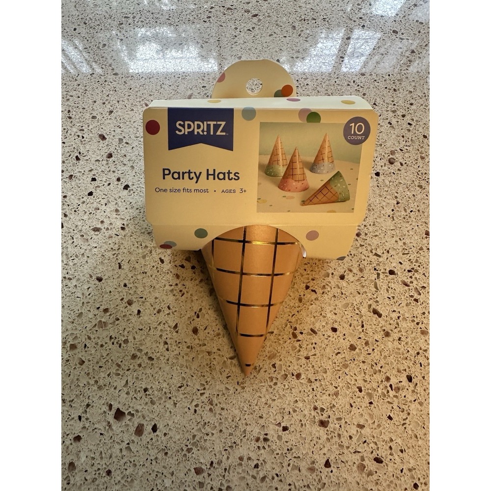 New Spritz Multicolor Ice Cream Cone Party Hats 10 Pack Fun Birthday Wear